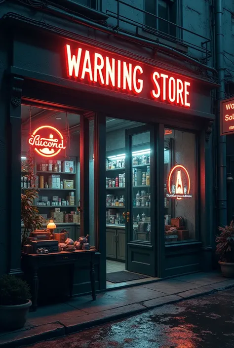 Create an image of a Discord Store with the Name Warning Store