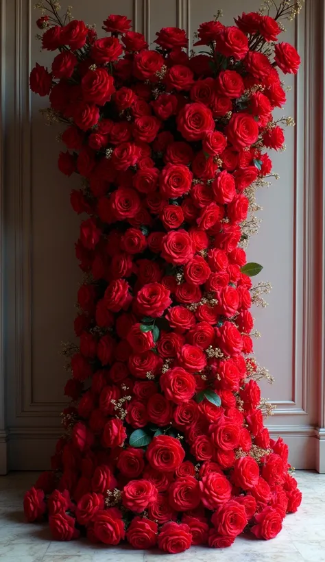 Large flower arrangement of red roses 