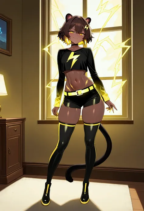 ((Electric Type)) ((Extremely Detailed curvy thick slim fit figure)) ((Extremely Detailed window with Yellow thunderstorm in the background)) ((Extremely Perfect Detailed round sexy Booty)) ((Extremely Detailed big beautiful beast)) ((Extremely Detailed Be...