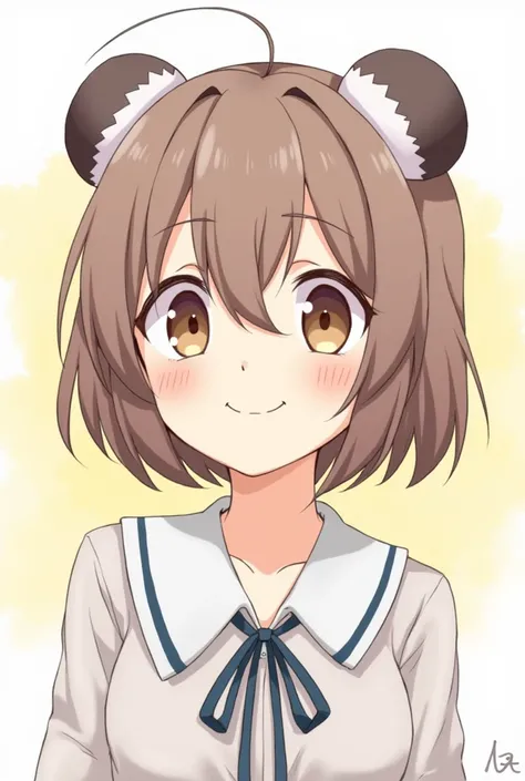 High resolution, short hair,  The ears of the panda , I smile, Anime, 