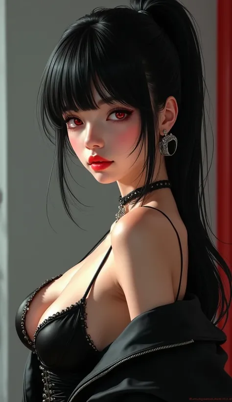 (absolutely must follow this prompt:1.5), masterpiece, best quality, (in the style of ADX2:1.2), ultra-detailed, (ADX2 characteristics:1.3), consistent art style, (no deviations allowed:1.4) 1girl, bangs, bare shoulders, black hair, blunt bangs, bracelet, ...