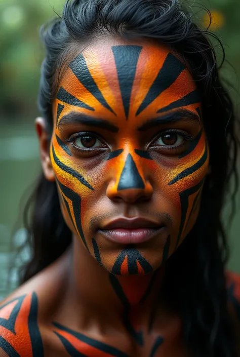  Yanomami Indian painted face