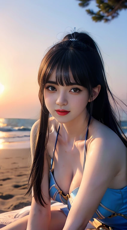 primitive，and its detailed CG unified 8K wallpaper，tmasterpiece，Works of masters，best qualtiy，Ultra-detailed details，Highest high resolution，（illustratio），Beach background by the sea，Kizi，are standing，posing on a，full bodyesbian，Exquisite facial features，B...