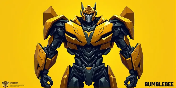 Bumblebee , robot, logo, only black and yellow, print "BumbleBee" text