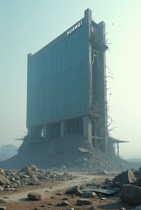 Huawei building destroyed in thousands of pieces