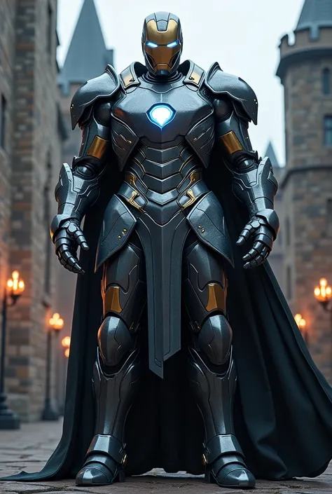 Create a large medieval iron armor by Iron Man