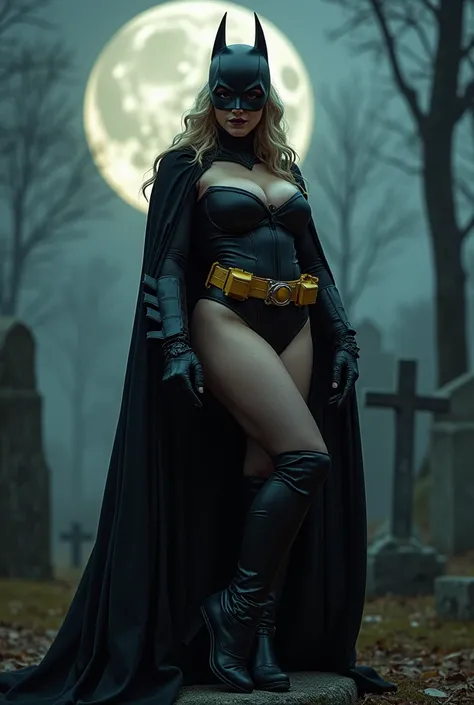 very sexy Batgirl, Top Views, ((best quality)), ((masterpiece)), (High Detail), ((dark fantasy style)), Exquisite and detailed, 1 plump sexy Girl, Alicia Silverstone plays Bathirl, Batman helmet，Gothic，Mesh stockings，High heel，fighting，Martial arts action，...