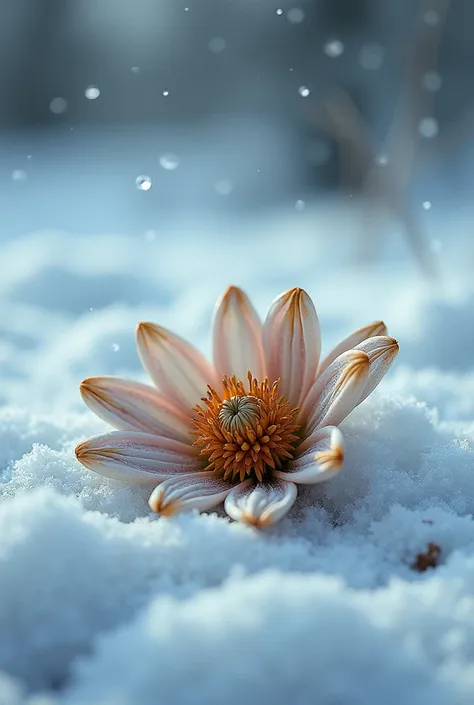 Art work, realistic, realism,  best quality , uma flor morta em meio a neve com flocos de neve caindo ultra-detalhado uhq realistic com deltalhes  best quality 