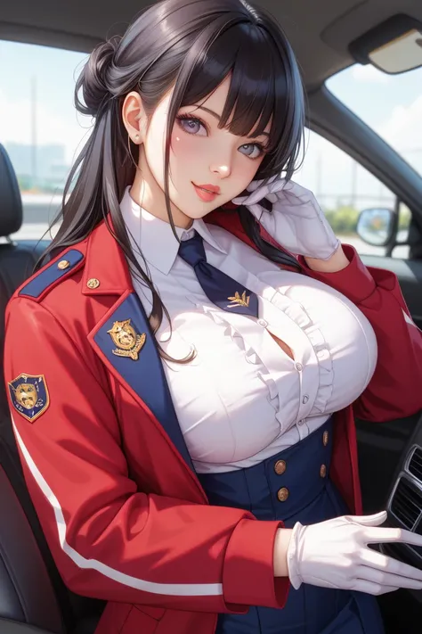  top quality、masterpiece、8k、 realistic 、超 high definition 、 so delicate and beautiful、 high definition 、 movie lighting、 taxi driver、 A Perfect Womans Body 、 Big Breasts 、 black hair long hair 、 cute girl 、  beautiful eyes 、 colored shirt 、 Uniform Jackets...