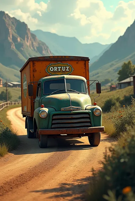 Image Of A Trailer On The Road ,  That Has The Ortiz Brewery Logo On The Box And In Smaller Letters Say Grupo Alcatave