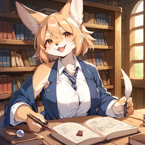 score_9, score_8_up, score_7_up, score_6_up, score_5_up, score_4_up, source_furry, hires, masterpiece(1girl, kemono, furry, anthro)guild receptionist, looking at viewer, wooden counter, quill pen, documents on counter, professional attire, business smile, ...