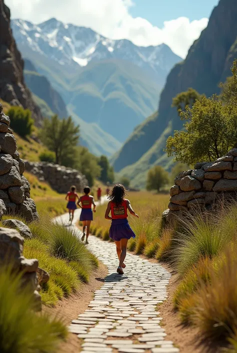 Diorama of the Qhapaq Ñan Inca with Chaskis running, life-size 