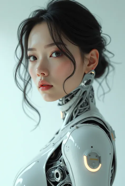 (photorealism:1.2), a close up of a woman in a white suit with a metal body, perfect android girl, cute cyborg girl, beutiful girl cyborg, beutiful white girl cyborg, cyborg girl, robot girl, beautiful female android!, beautiful cyborg girl, perfect anime ...