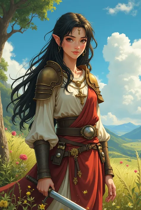 "Portrait. Medieval and Fantasy .  anime style , highly detailed, soft and vibrant colors,  fantasy illustration with intricate character design and environmental details,  soft lighting with warm highlights and subtle gradients , dreamlike atmosphere with...