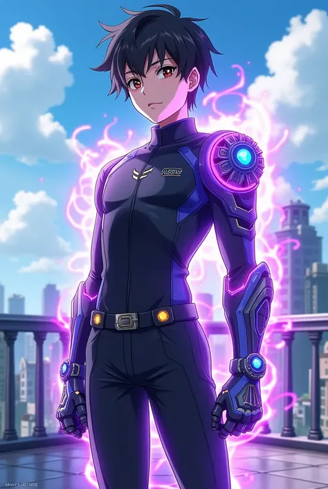 Masterpiece, High Quality, High Resolution, High Definition, 8k, Terrace Of Building, City, Day, (((Full Body, Dynamic Pose))), (((Perfect Anime Style))), (((Super Powers))).

(((Boy: Shota: 1.5, Young, ((shaved black hair:1.6, brown eyes, glowing eyes, pa...