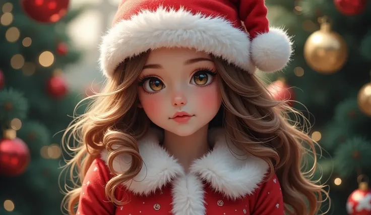 Nice details, cowgirl wearing Christmas costumes, cowgirls hat, Alone, Pretty girl, Talented Santa Lady , Christmas tree color scheme fusion , JK,  Looking at cute costumes 、 I cant wait for Christmas 💕,  perfect body, full body, next horse