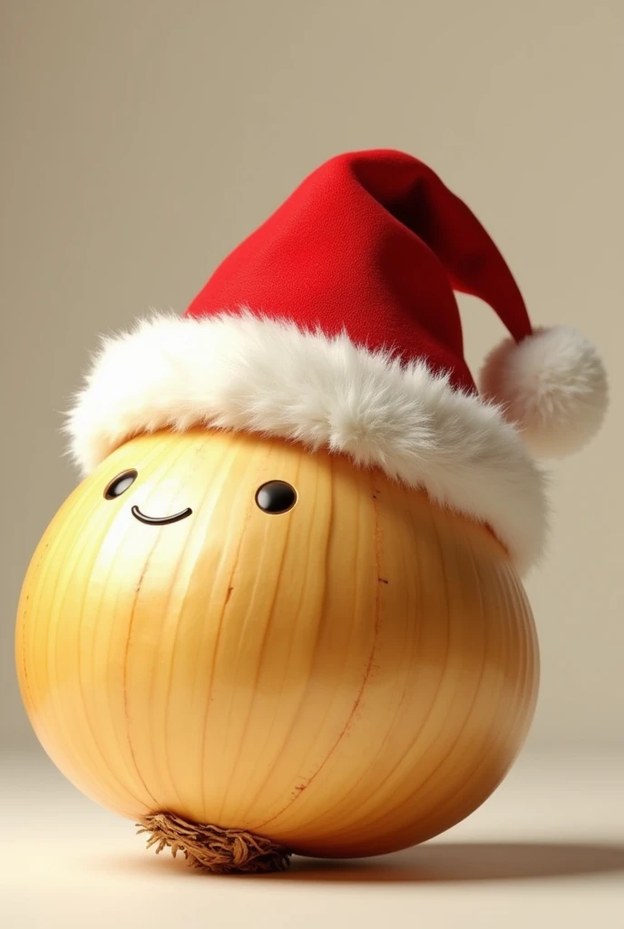 8k, RAW photo, best quality, masterpiece:1.2),(realistic, photo-realistic:1.37), Christmas, yellow onion, with Christmas hat