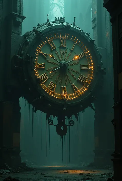 Surreal abstract time clock from outside the matrix cinematic dramatic and dark scene