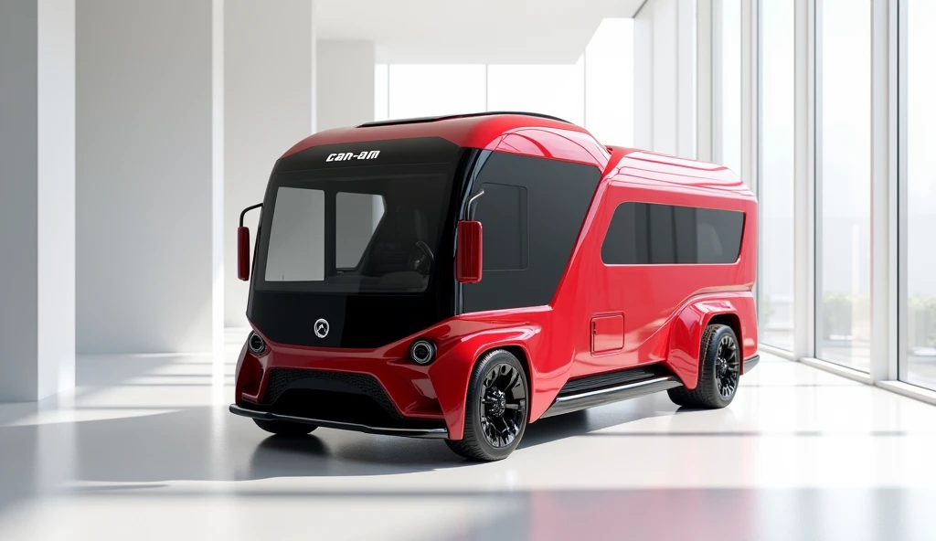 In a dazzling, luxurious white showroom, the 2025 can-am camper moter home  takes center stage, exuding an air of opulence and style. Its vibrant red and black  exterior review  shimmers, drawing attention to its sleek, aerodynamic lines and cutting-edge d...