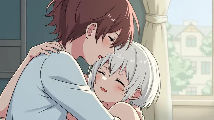 hugging each other 