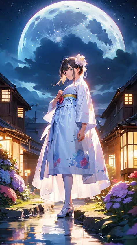  top quality, expensive_resolution,  clear_image,  Detailed Background  , girl, hanbok,flower,garden,moon,  knight ,
