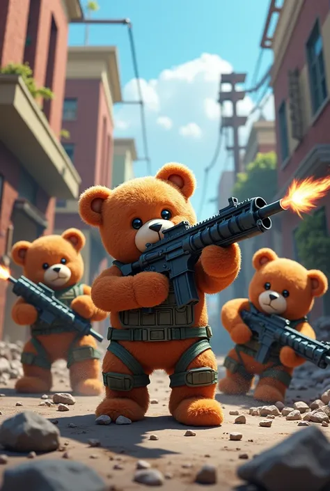 Create me a Roblox combat cover with teddy bear characters 