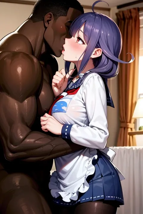 ((from side:1.6)),((perfect anatomy:1.5)),((beautiful face:1.1)),((1girl,1black man, kiss, old, standing sex,groping,hetero:1.8)) ,realistic, Photo realistic, best quality, (8k, best quality, masterpiece, ultra high res, photorealistic, Super Detail), Ultr...