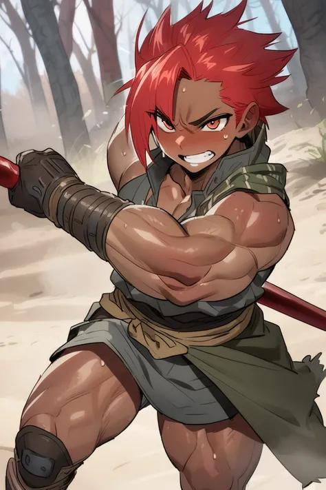  brown skin　 red hair　Muscular　美juvenile　Naughty　Shota　juvenile　Wild 　Warrior