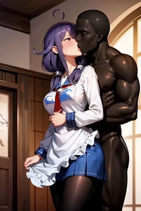 ((perfect anatomy:1.5)),((beautiful face:1.1)),((1girl,1black man, kiss, old, standing sex,groping,hetero:1.8)) ,realistic, Photo realistic, best quality, (8k, best quality, masterpiece, ultra high res, photorealistic, Super Detail), Ultra Detailed, Detail...