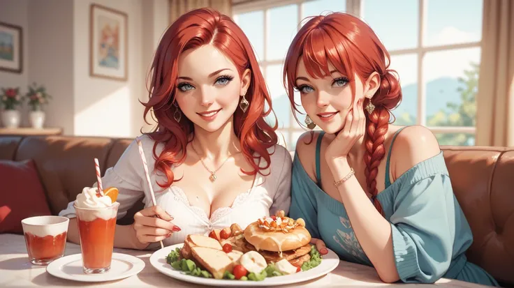 family dinner, red haired