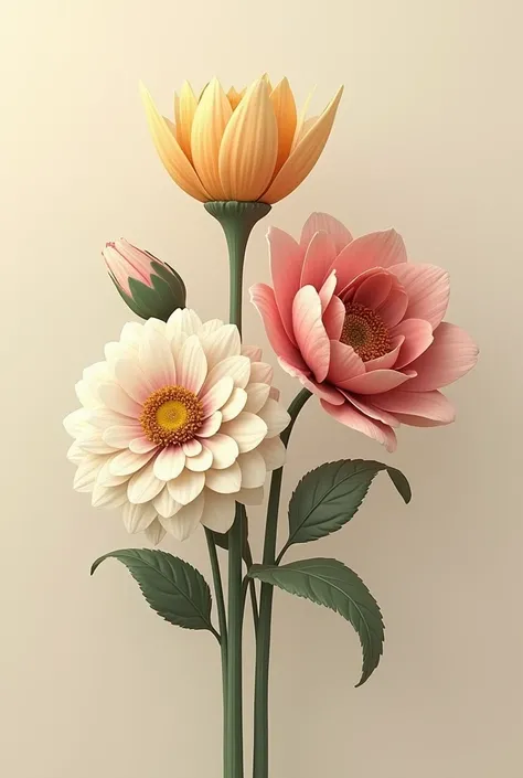 Generate a bouquet of two flowers in the old school style 