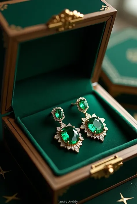 Big emerald earrings in a box 