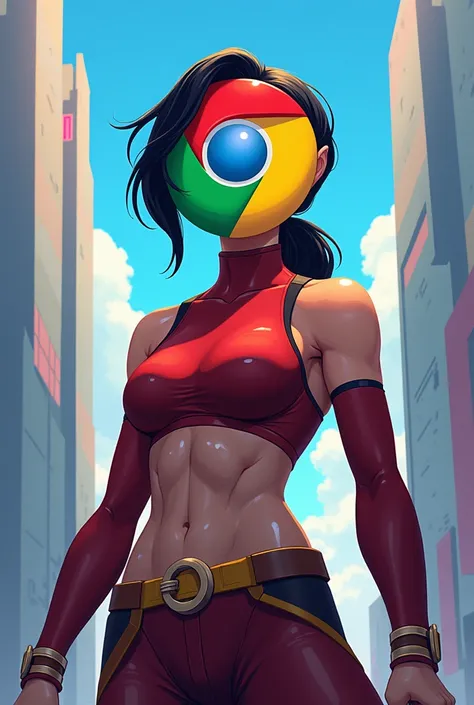 Draw Korra with a Google Chrome logo head 