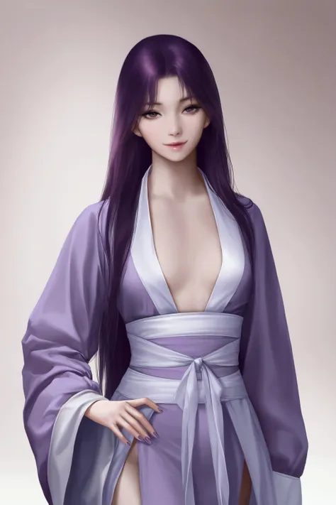 purple hair ,purple hanfu, small breasts, long hair, seductive smile, masterpiece, best quality, realistic, 8k, official art, cinematic light, ultra high res, perfect female body, sharp focus, guofeng, 1girl, solo, chinese clothes, realistic, nail polish, ...