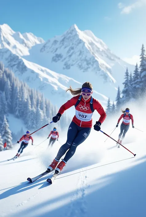 Skiスプリント, cross-country, Skiスプリント選手, Women&#39;s athletes,  snowy mountains, Ski,