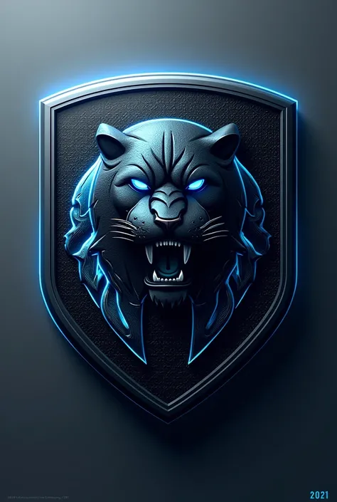 A soccer shield that says Richard Feyman 2021 with a black and light blue panther logo