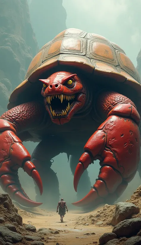 Give me combination of giant aggressive tortoise and giant aggressive red crab