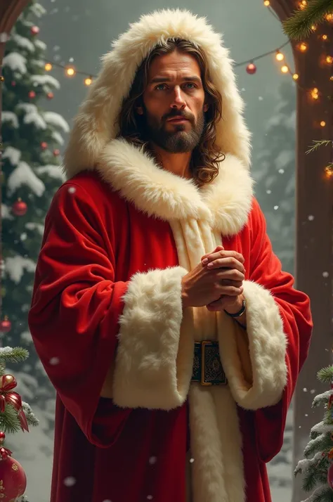 Jesus in santa dress