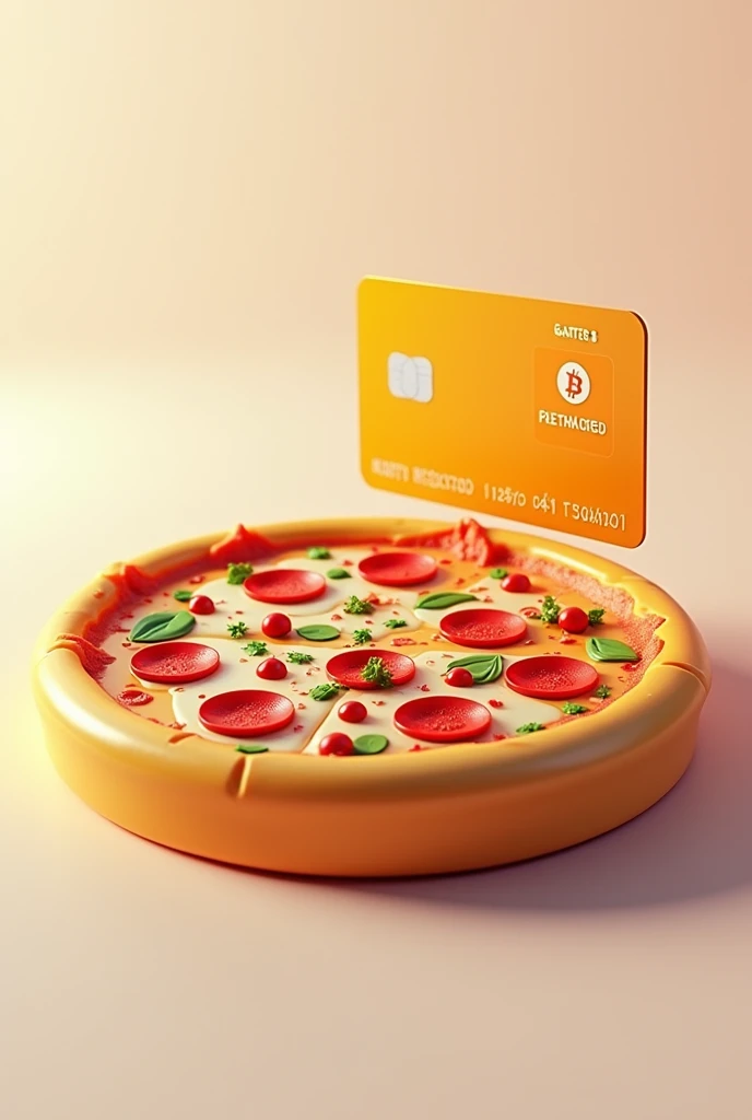 Crate cupon NFT Pizza with bitcoin moderen card 3D