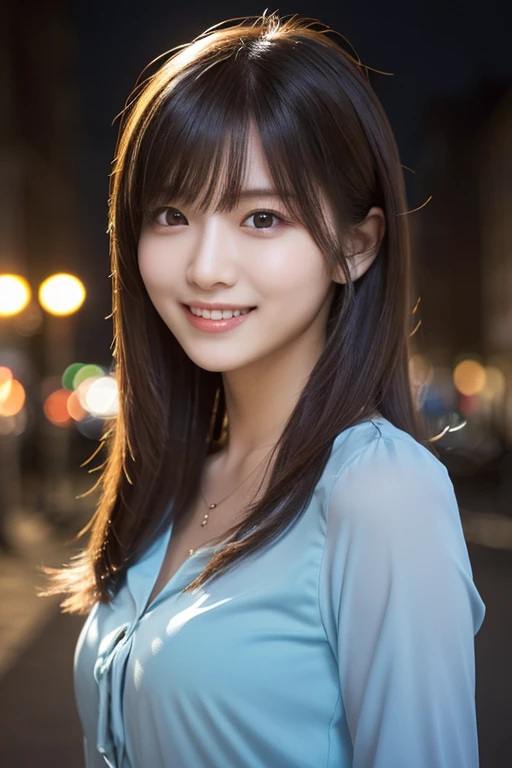 1girl in, (Wearing a light blue blouse:1.2), (Raw photo, Best Quality), (Realistic, Photorealsitic:1.4), masutepiece, Extremely delicate and beautiful, Extremely detailed, 2k wallpaper, amazing, finely detail, the Extremely Detailed CG Unity 8K Wallpapers,...