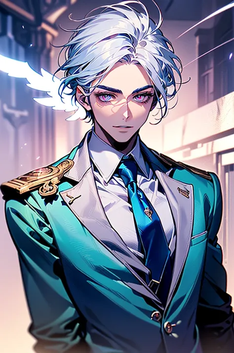 ((Top Quality, best quality, Masterpiece)), ((Ultra Detailed Face, Detailed Lips, Detailed Eyes)), ((1man, solo)), ((A handsome 18 years old boy)), ((Icy blue White Hair, short and messy bangs)), ((Plum Purple Eyes)), ((Exquisite face, Exquisite eyes, very...