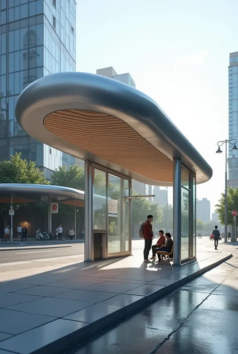 bus stop design with oval roof shapes