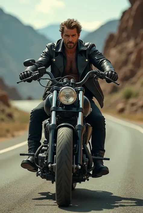 A guy clothes col riding a big motorcycle