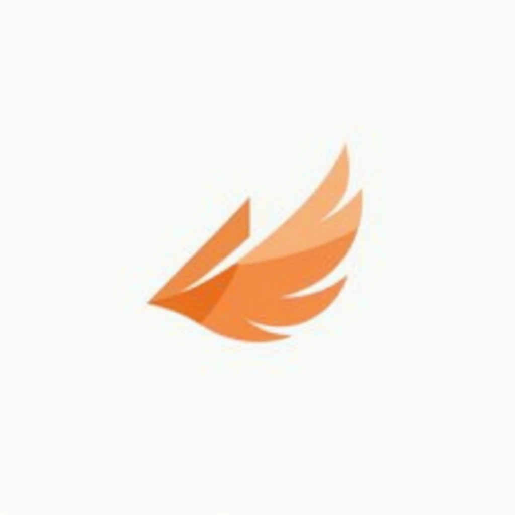 Orange logo on a white background with the theme of connect。With a cool feeling。Feather motif。