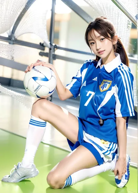 white soccer shoes、young japanese girl,  young gravure idol ,  young skinny gravure idol,  young cute gravure idol , staring at me with a sensual expression、 Yuko Kokura、 realistic  young gravure idol ,  young sensual gravure idol,  Japanese High School Gi...