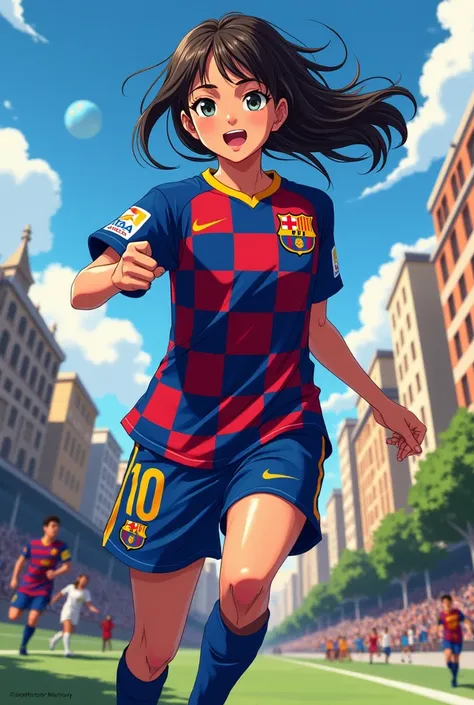  girl in barcelona kit (Anime art style)