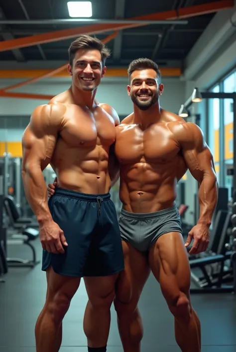 more muscular man
More more guero more muscular mass more muscle
Maaaas in physical bodybuilding (The same image but in white) In color a couple with the above-mentioned characteristics happy couple of friends in the gym