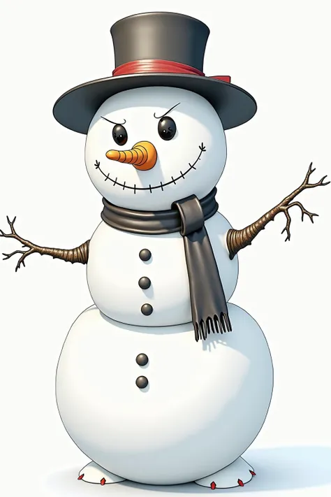 generate images of kawaii snowman with a horror fantasy theme,(hands on hips:1.5),texture must be highly intricate  , elegant, and visually striking, highly detailed leather boots, resembling digital paintings, Concept art must be highly detailed and flaun...