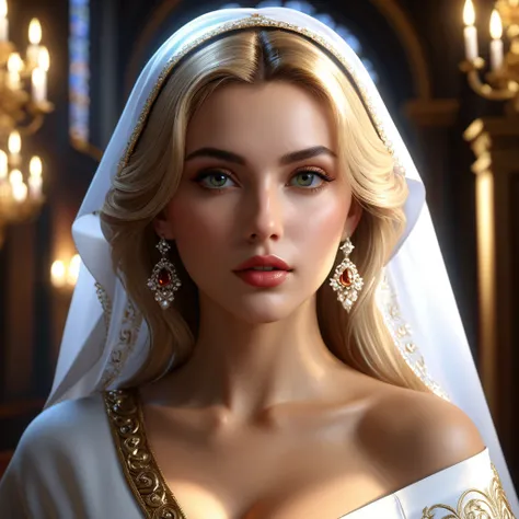 Lustful Sacraments, Overcast, Aristocratic Blondie, Hazel Eyes, Baroque Beauty, Natural Beauty, belladonna, shadowed cell, cell saded, dynamic lighting, DDIM, WLOP, Unreal Engine, global illumination, intricate detailed environment, intricate painting, HD,...