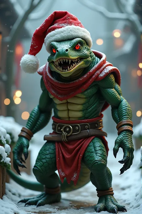 syzoth from mortal kombat 1 (2023) in a Christmas hat